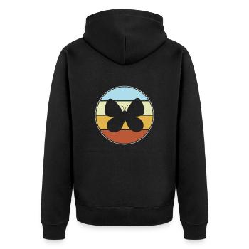 Schmetterling Retro - Unisex Premium Bio Zip Hoodie - Schwarz - Hinten - Nico (187cm)