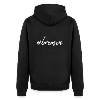 Bremen - Unisex Premium Organic Zip Hoodie - black - Back - Nico (187cm)