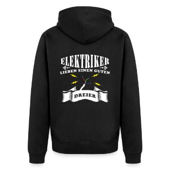 Elektriker Elektroniker T-Shirt - Unisex Premium Bio Zip Hoodie - Schwarz - Hinten - Nico (187cm)
