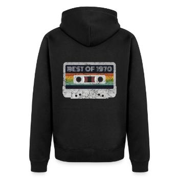 1970 Jahrgang | Best of 1970 | 1970 Retro Musik - Unisex Premium Bio Zip Hoodie - Schwarz - Hinten - Nico (187cm)