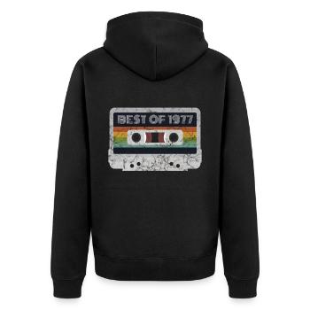 1977 Jahrgang | Best of 1977 | 1977 Retro Musik - Unisex Premium Bio Zip Hoodie - Schwarz - Hinten - Nico (187cm)