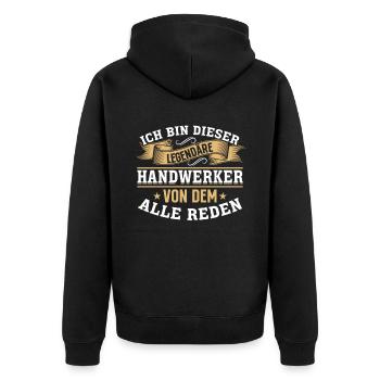 Ich bin dieser legendäre Handwerker - Unisex Premium Bio Zip Hoodie - Schwarz - Hinten - Nico (187cm)