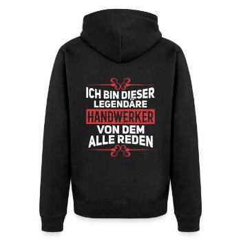 Ich bin dieser legendäre Handwerker - Unisex Premium Bio Zip Hoodie - Schwarz - Hinten - Nico (187cm)