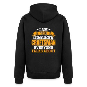 Je suis cet artisan légendaire - Veste à capuche bio Premium Unisexe - noir - Dos - Nico (187cm)