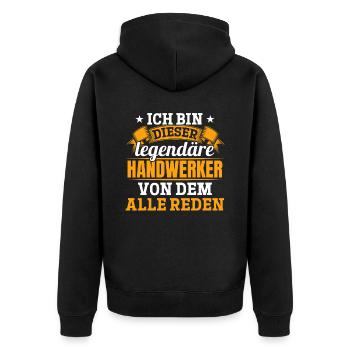 Ich bin dieser legendäre Handwerker - Unisex Premium Bio Zip Hoodie - Schwarz - Hinten - Nico (187cm)