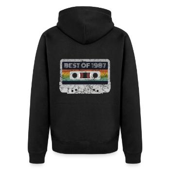 1987 Jahrgang | Best of 1987 | 1987 Retro Musik - Unisex Premium Bio Zip Hoodie - Schwarz - Hinten - Nico (187cm)