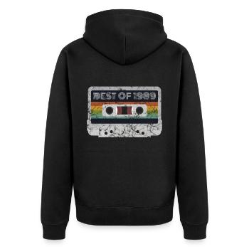 Cassette Best Of 1989 - Né en 1989 - Veste à capuche bio Premium Unisexe - noir - Dos - Nico (187cm)