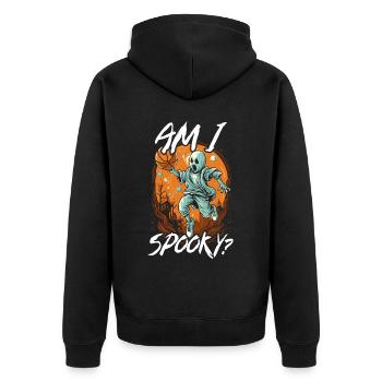Basketball Halloween Süßes oder Saures Gruseliger Baller - Unisex Premium Bio Zip Hoodie - Schwarz - Hinten - Nico (187cm)