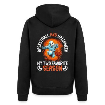 Basketball Halloween Süßes oder Saures Gruseliger Baller - Unisex Premium Bio Zip Hoodie - Schwarz - Hinten - Nico (187cm)