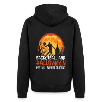 Basketball Halloween Süßes oder Saures Gruseliger Baller - Unisex Premium Bio Zip Hoodie - Schwarz - Hinten - Nico (187cm)