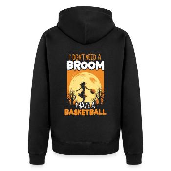 Basketball Halloween Süßes oder Saures Gruseliger Baller - Unisex Premium Bio Zip Hoodie - Schwarz - Hinten - Nico (187cm)