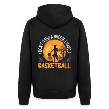 Basketball Halloween Süßes oder Saures Gruseliger Baller - Unisex Premium Bio Zip Hoodie - Schwarz - Hinten - Nico (187cm)