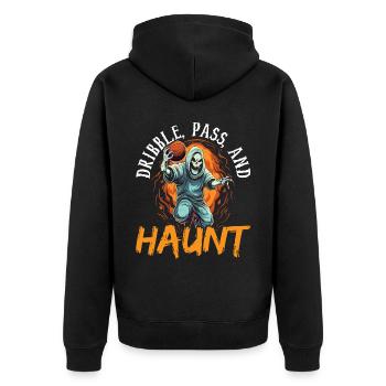 Basketball Halloween Süßes oder Saures Gruseliger Baller - Unisex Premium Bio Zip Hoodie - Schwarz - Hinten - Nico (187cm)