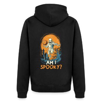 Basketball Halloween Süßes oder Saures Gruseliger Baller - Unisex Premium Bio Zip Hoodie - Schwarz - Hinten - Nico (187cm)