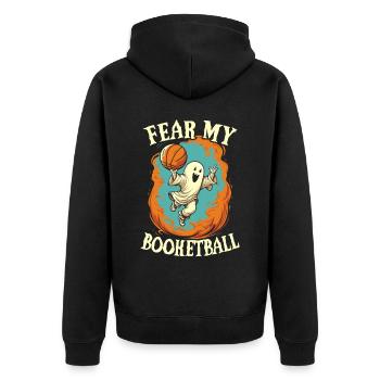 Basketball Halloween Süßes oder Saures Gruseliger Baller - Unisex Premium Bio Zip Hoodie - Schwarz - Hinten - Nico (187cm)
