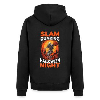 Basketball Halloween Süßes oder Saures Gruseliger Baller - Unisex Premium Bio Zip Hoodie - Schwarz - Hinten - Nico (187cm)