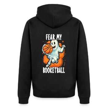 Basketball Halloween Süßes oder Saures Gruseliger Baller - Unisex Premium Bio Zip Hoodie - Schwarz - Hinten - Nico (187cm)