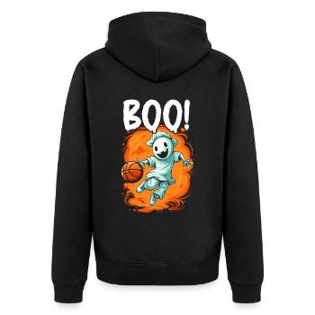 Basketball Halloween Süßes oder Saures Gruseliger Baller - Unisex Premium Bio Zip Hoodie - Schwarz - Hinten - Nico (187cm)
