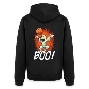 Basketball Halloween Süßes oder Saures Gruseliger Baller - Unisex Premium Bio Zip Hoodie - Schwarz - Hinten - Nico (187cm)
