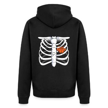 Basketball Halloween Süßes oder Saures Gruseliger Baller - Unisex Premium Bio Zip Hoodie - Schwarz - Hinten - Nico (187cm)
