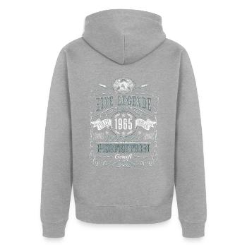 Né en 1965 Année de naissance Une légende Anniversaire - Veste à capuche bio Premium Unisexe - gris chiné - Dos - Nico (187cm)