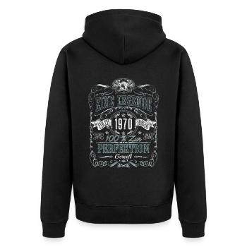 Jahrgang 1970 Geburtsjahr Eine Legende Geburtstag - Unisex Premium Bio Zip Hoodie - Schwarz - Hinten - Nico (187cm)