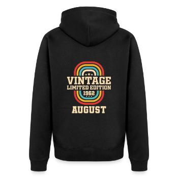 61. Geburtstag August Jahrgang 1962 Vintage - Unisex Premium Bio Zip Hoodie - Schwarz - Hinten - Nico (187cm)