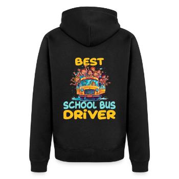 Best School Bus Driver für einen Busfahrer - Unisex Premium Bio Zip Hoodie - Schwarz - Hinten - Nico (187cm)