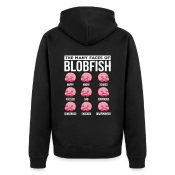 Viele Gesichter Des Blobfish-besitzers Blobfishes - Unisex Premium Bio Zip Hoodie - Schwarz - Hinten - Nico (187cm)