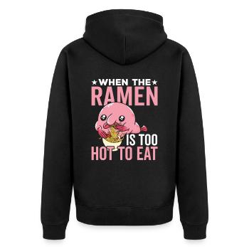 Ramen-esser-blobfish-besitzer - Unisex Premium Bio Zip Hoodie - Schwarz - Hinten - Nico (187cm)