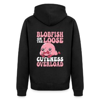 Blobfish owner cuteness overload - Unisex Premium Organic Zip Hoodie - black - Back - Nico (187cm)