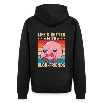 Das Leben Ist Besser Mit Blobfish-besitzer - Unisex Premium Bio Zip Hoodie - Schwarz - Hinten - Nico (187cm)