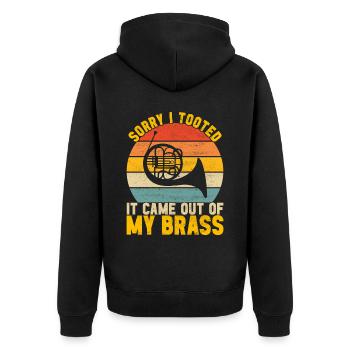 Horn Blechblasinstrument - Unisex Premium Bio Zip Hoodie - Schwarz - Hinten - Nico (187cm)