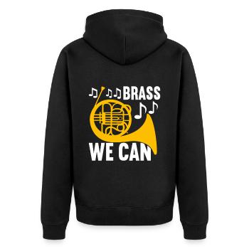 Horn Blechblasinstrument - Unisex Premium Bio Zip Hoodie - Schwarz - Hinten - Nico (187cm)