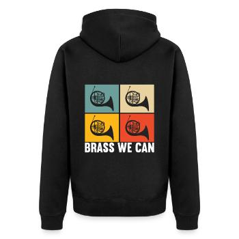 Horn Blechblasinstrument - Unisex Premium Bio Zip Hoodie - Schwarz - Hinten - Nico (187cm)