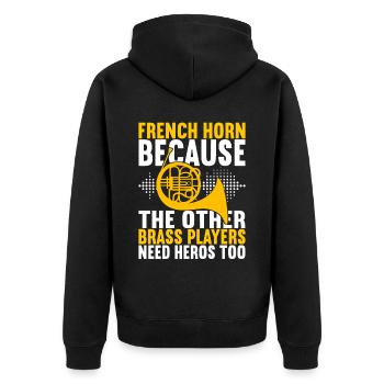 Horn Brass Instrument - Unisex Premium Organic Zip Hoodie - black - Back - Nico (187cm)