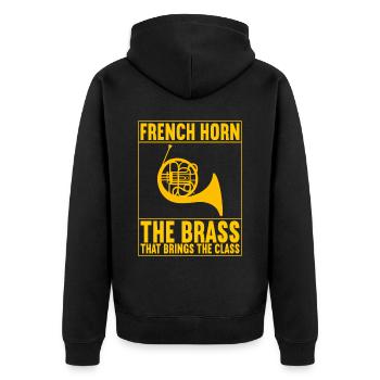 Horn Blechblasinstrument - Unisex Premium Bio Zip Hoodie - Schwarz - Hinten - Nico (187cm)