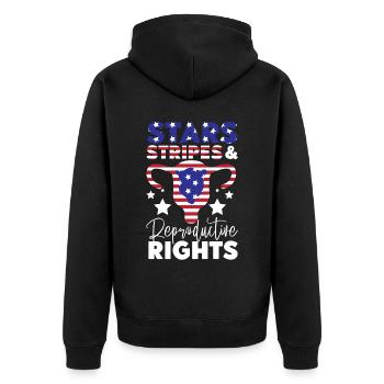 Étoiles féministes du drapeau américain - Veste à capuche bio Premium Unisexe - noir - Dos - Nico (187cm)