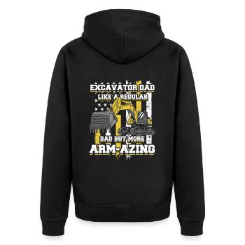 Excavator Dad Seilbagger Raupenbagger Excavator - Unisex Premium Bio Zip Hoodie - Schwarz - Hinten - Nico (187cm)