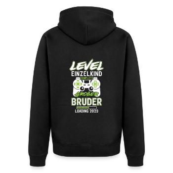 Großer Bruder 2023 Einzelkind Complete Gamer - Unisex Premium Bio Zip Hoodie - Schwarz - Hinten - Nico (187cm)
