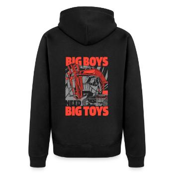 Big Boys Need Big Toys Raupenbagger Excavator - Unisex Premium Bio Zip Hoodie - Schwarz - Hinten - Nico (187cm)