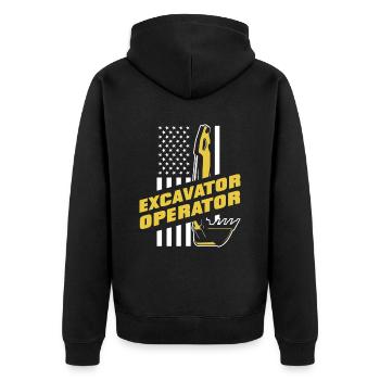Excavator Seilbagger Raupenbagger Baggerführer - Unisex Premium Bio Zip Hoodie - Schwarz - Hinten - Nico (187cm)