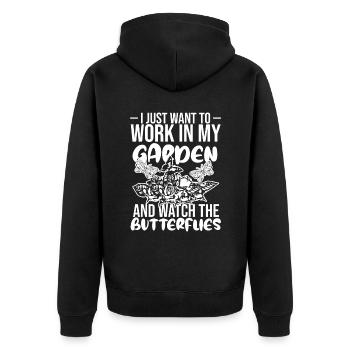Hobby gardeners garden garden butterflies - Unisex Premium Organic Zip Hoodie - black - Back - Nico (187cm)