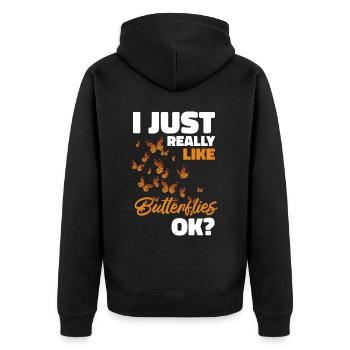 Hobbygärtner Garten Monarch - Unisex Premium Bio Zip Hoodie - Schwarz - Hinten - Nico (187cm)