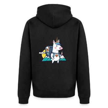 Unicorn as Geocacher - Geocaching Geocacher - Unisex Premium Organic Zip Hoodie - black - Back - Nico (187cm)