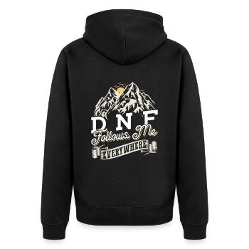 DNF me suit partout - Geocaching Geocacher - Veste à capuche bio Premium Unisexe - noir - Dos - Nico (187cm)