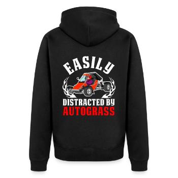 Retro - Unisex Premium Bio Zip Hoodie - Schwarz - Hinten - Nico (187cm)