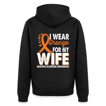 Wear orange for awareness of multiple - Unisex Premium Organic Zip Hoodie - black - Back - Nico (187cm)