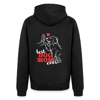 Beste Golden Retriever Mama Golden Retriever - Unisex Premium Bio Zip Hoodie - Schwarz - Hinten - Nico (187cm)