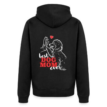 Beste Pudel Mama Poodle Hund - Unisex Premium Bio Zip Hoodie - Schwarz - Hinten - Nico (187cm)